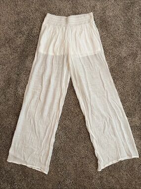 BCX White Wide Leg Smocked Waist Pants